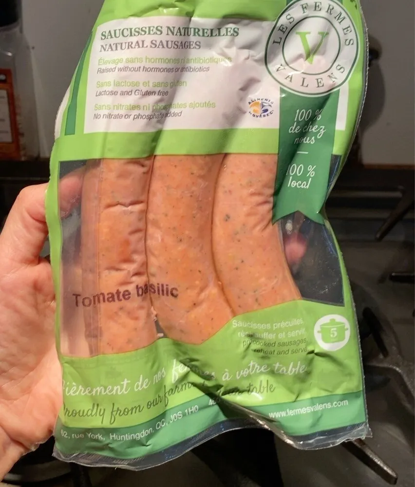 Saucisses naturelles tomate basilic
