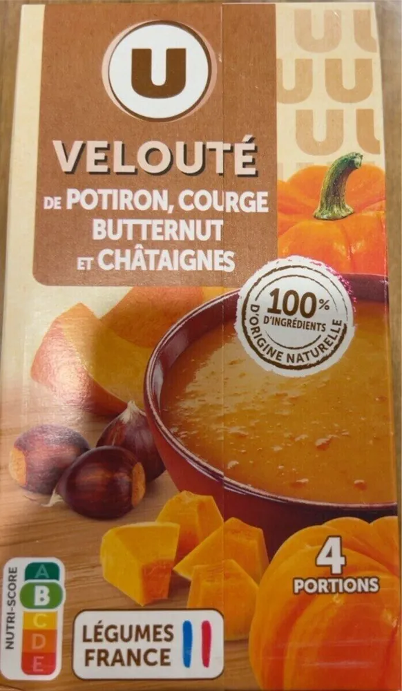 Velouté de potiron,courge burtternut et châtaignes