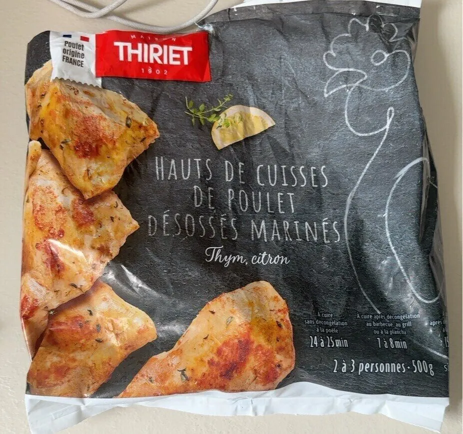 Hauts de cuisses de poulet désossés marinés thym citron