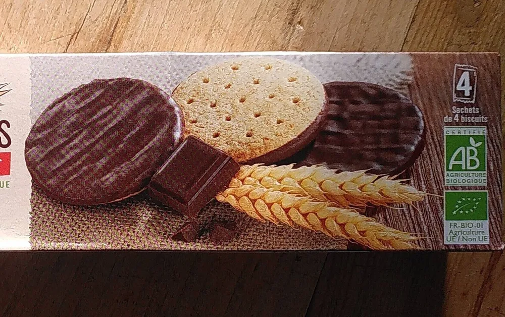 Sablé aux céréales nappe chocolat noir