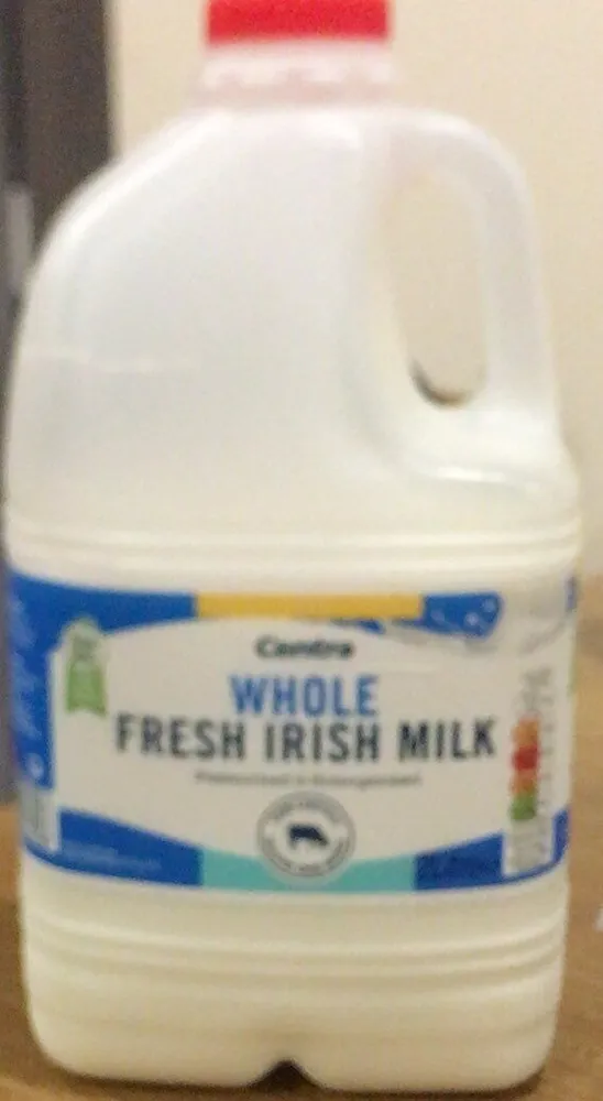 Whole fresh irish milk
