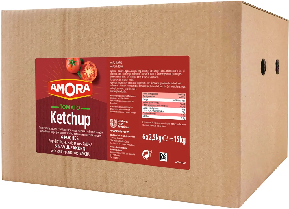 Amora Ketchup 6 Poches pour Oscars 2,50kg