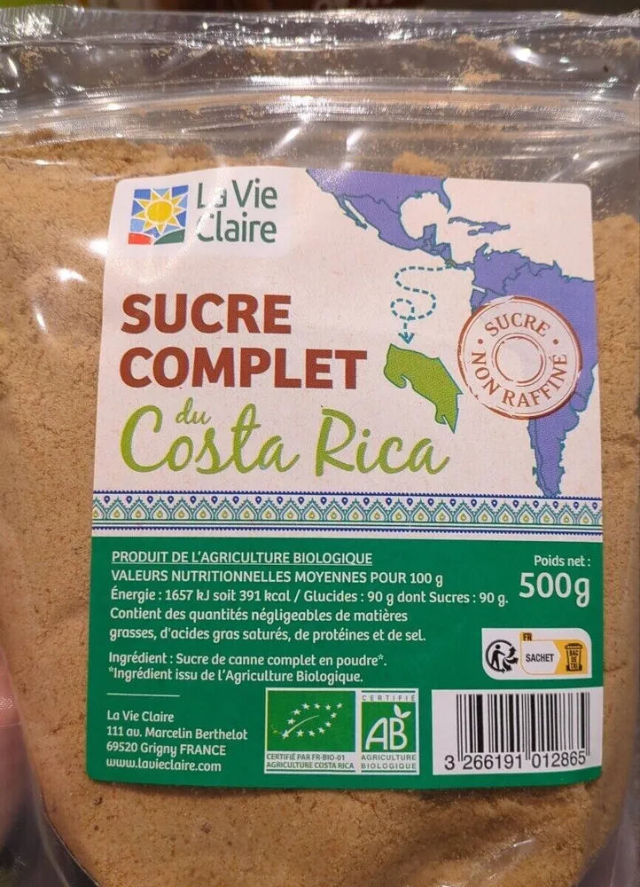 Sucre complet du Costa Rica non raffiné