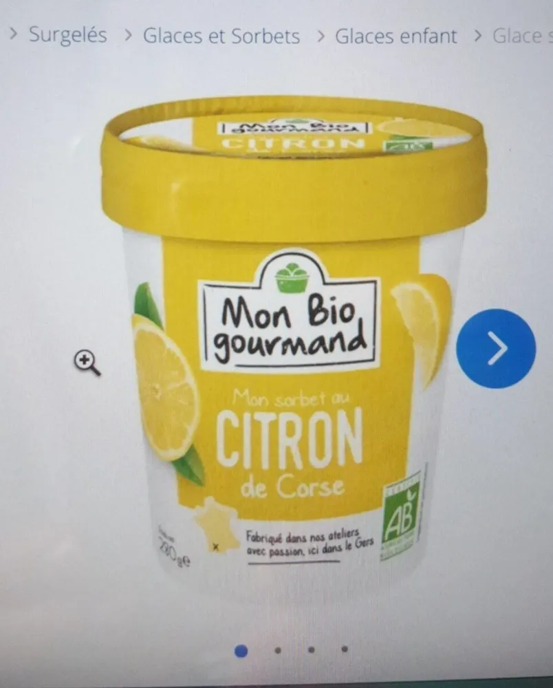 Glace sorbet citron bio