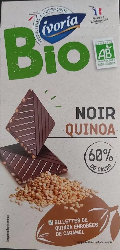 Chocolat noir aux billettes de quinoa enrobées de caramel