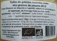 Krips tuiles de sarrasin - Graines de sésame