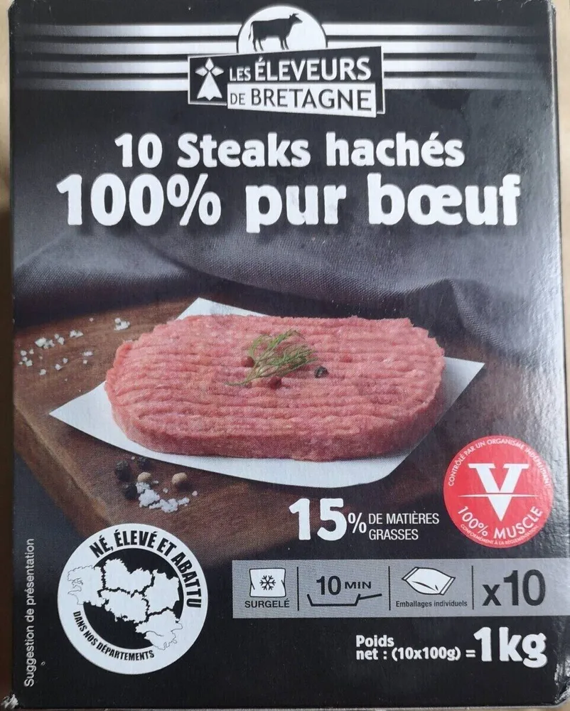 10 steaks hachés 100 % pur bœuf