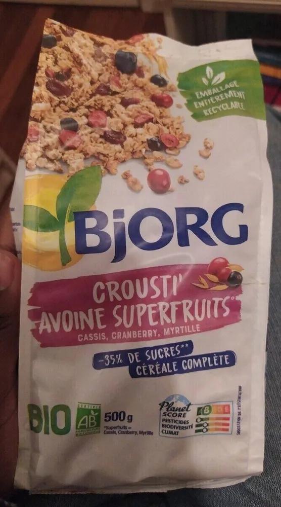 Crousti avoine super fruits cassis cramberry myrtille