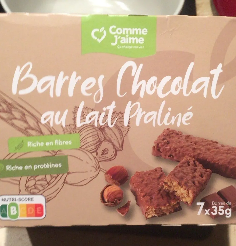 Barre croustillantechocolat praliné