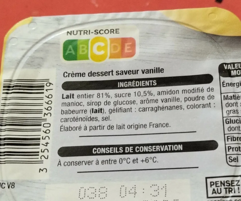 Crème dessert vanille