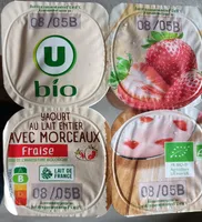 Yaourt au lait entier avec morceaux de fraises