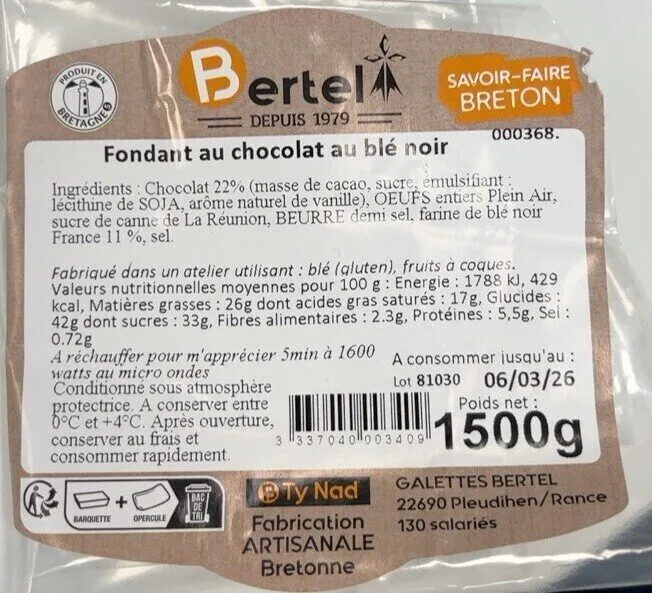 Fondant au chocolat au blé noir