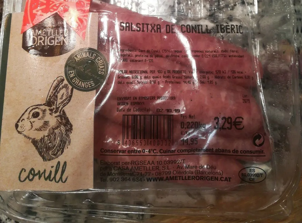 Salchicha de conejo ibérico