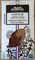 Chocolat noir 70%de cacao du Pérou fleur de sel grue de cacao
