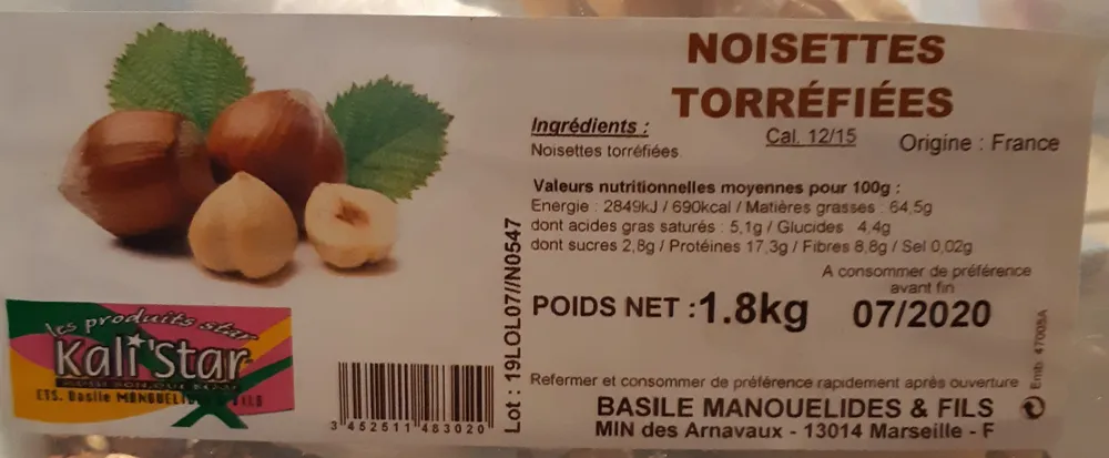 noisettes torréfiées