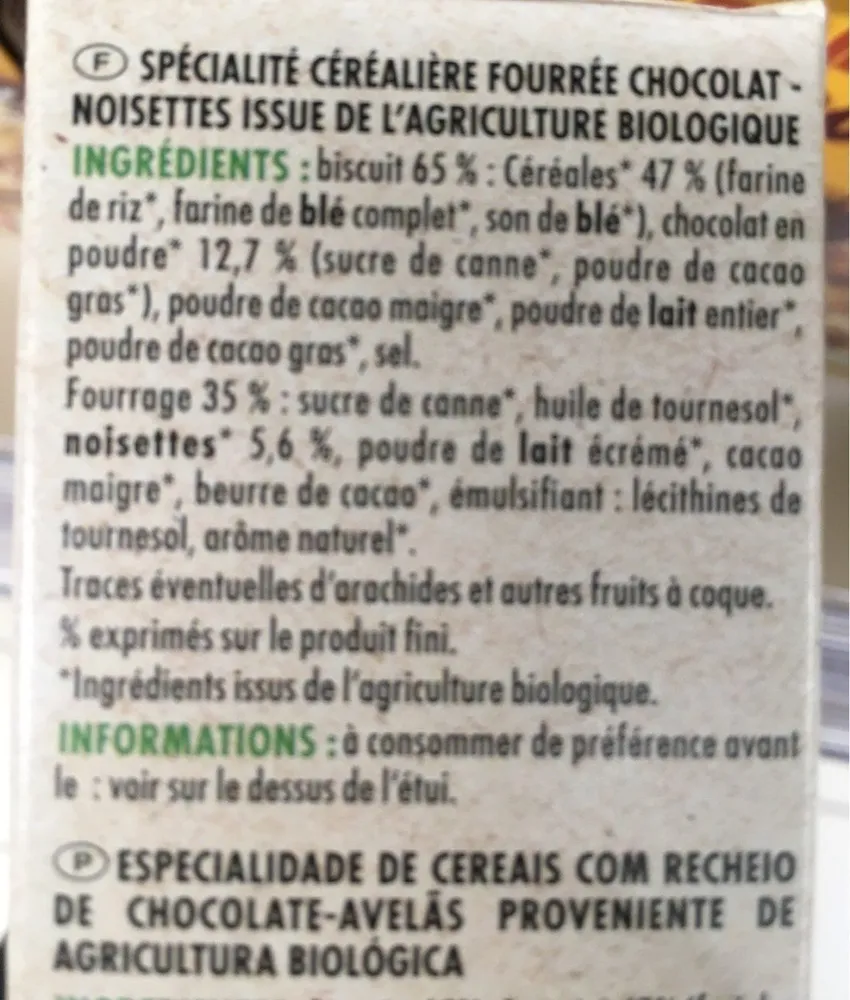 Cereales fourres noisette