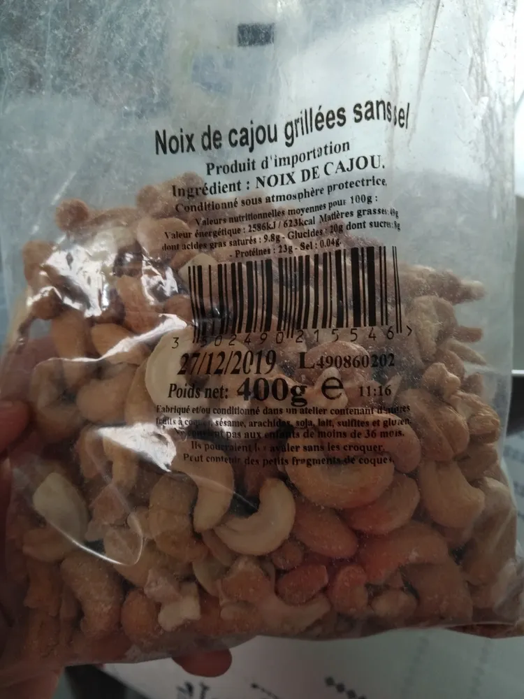 noix de cajoux grillees sans sel