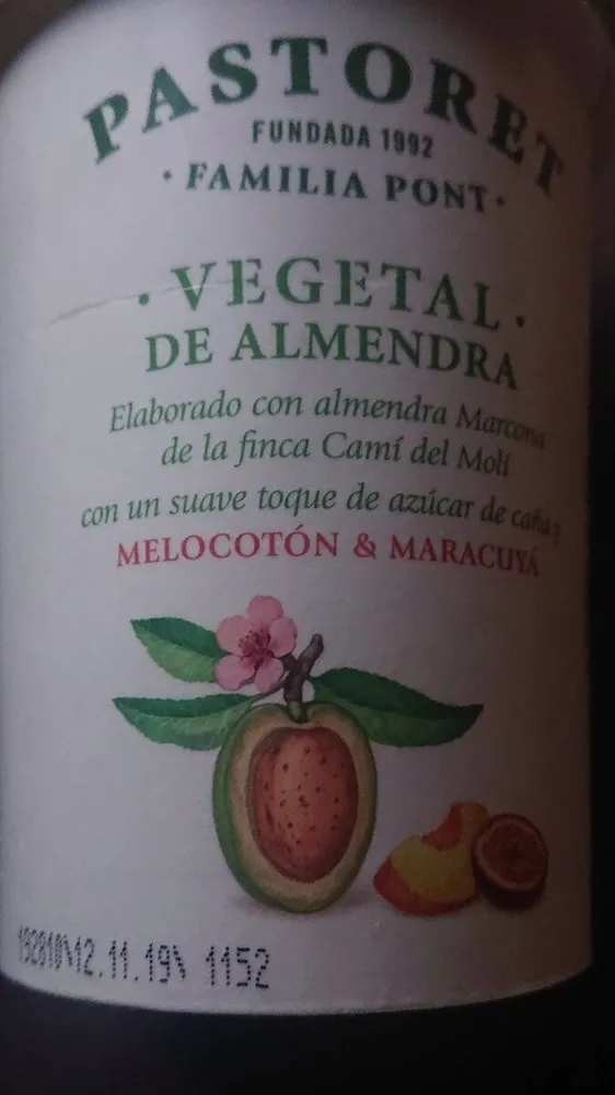 Vegetal de almendra melocotón & maracuyá