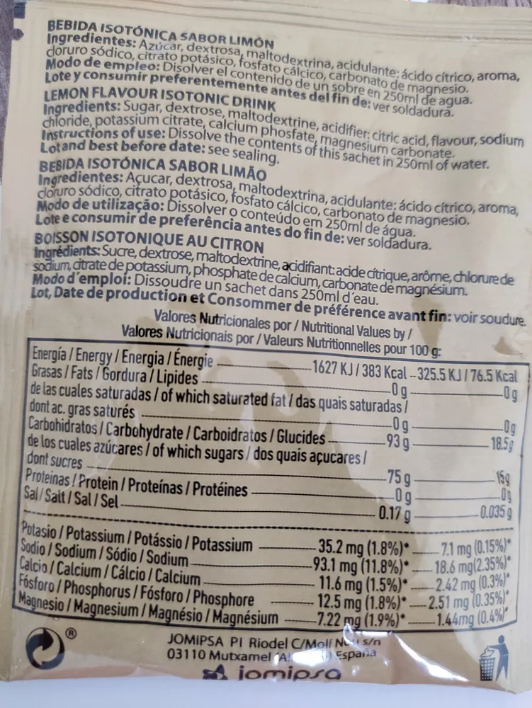 boisson isotonique au citron