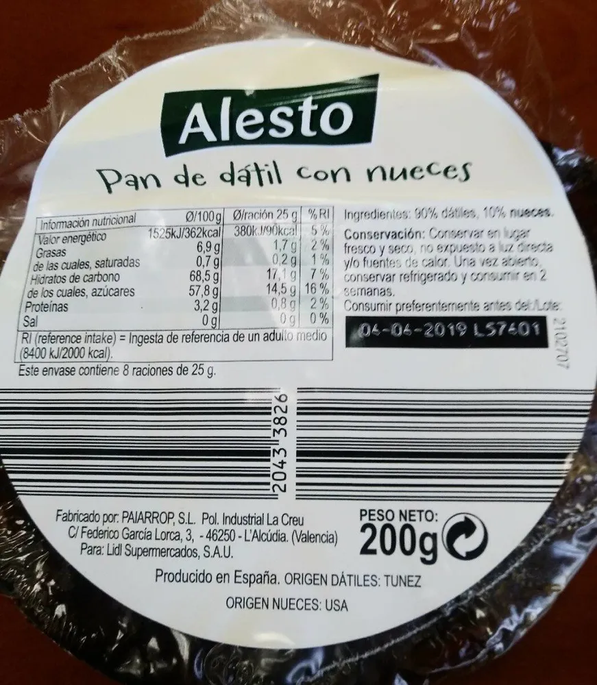 Pan de dátil con nueces