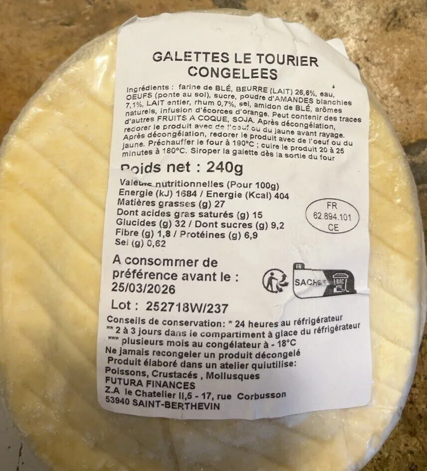 Galettes le tourier congelees