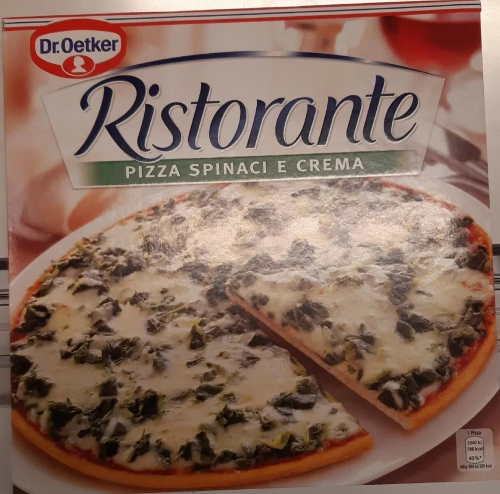 Ristorante pizza spinaci e crema