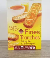 Fines tranches pain grillé au blé complet