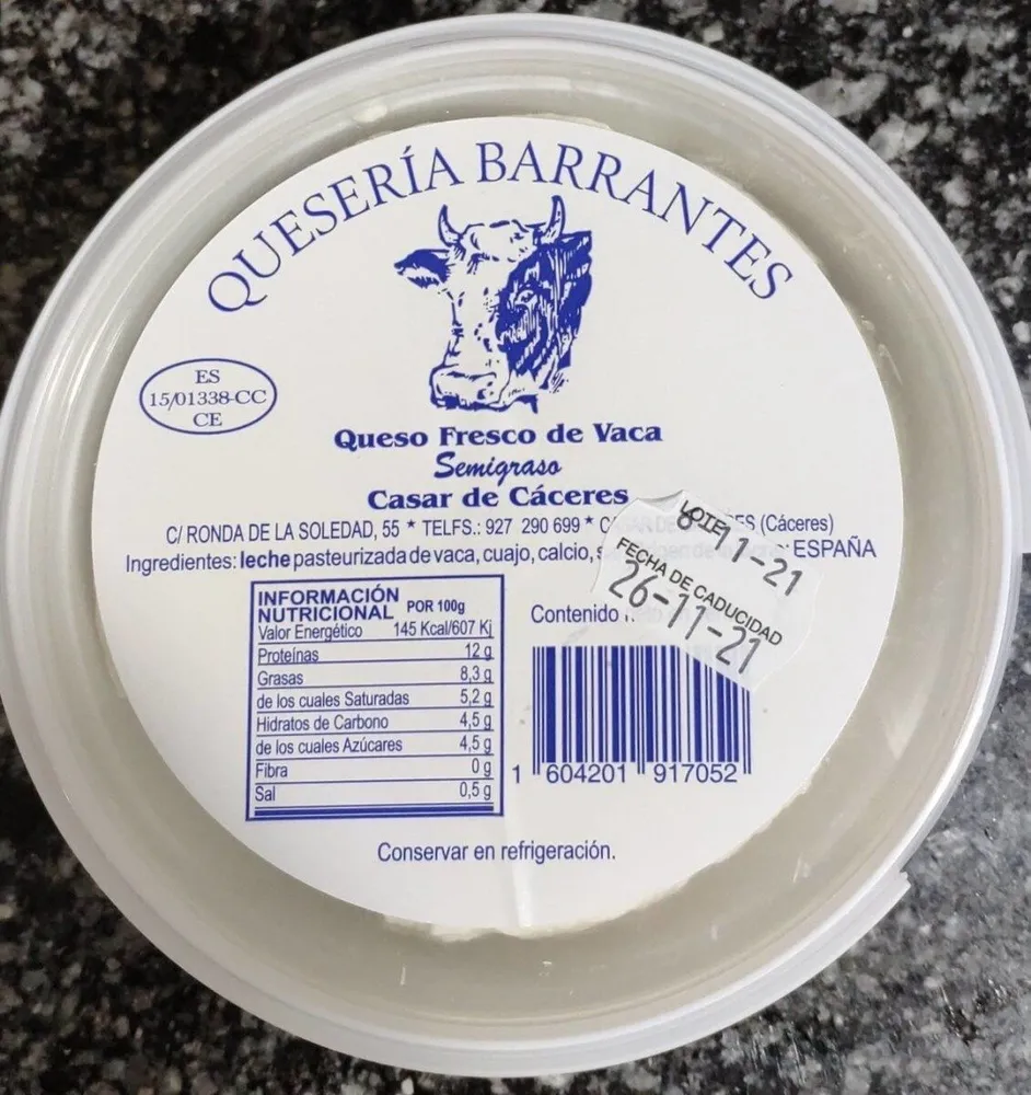 Queso fresco de vaca