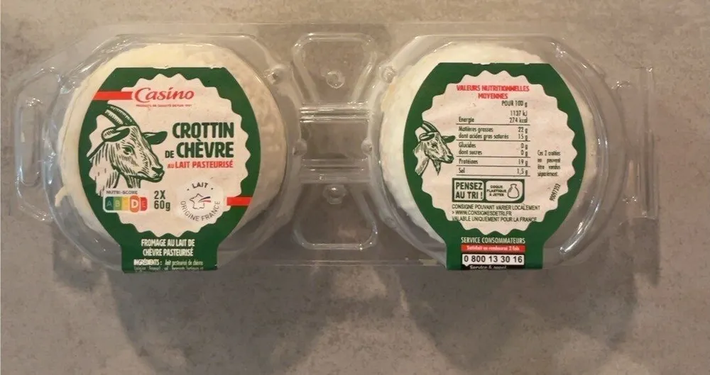 Crottin de chèvre au lait pasteurisé