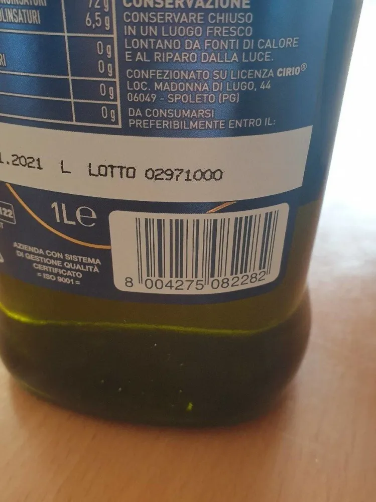 olio extravergine di oliva 100% italiano
