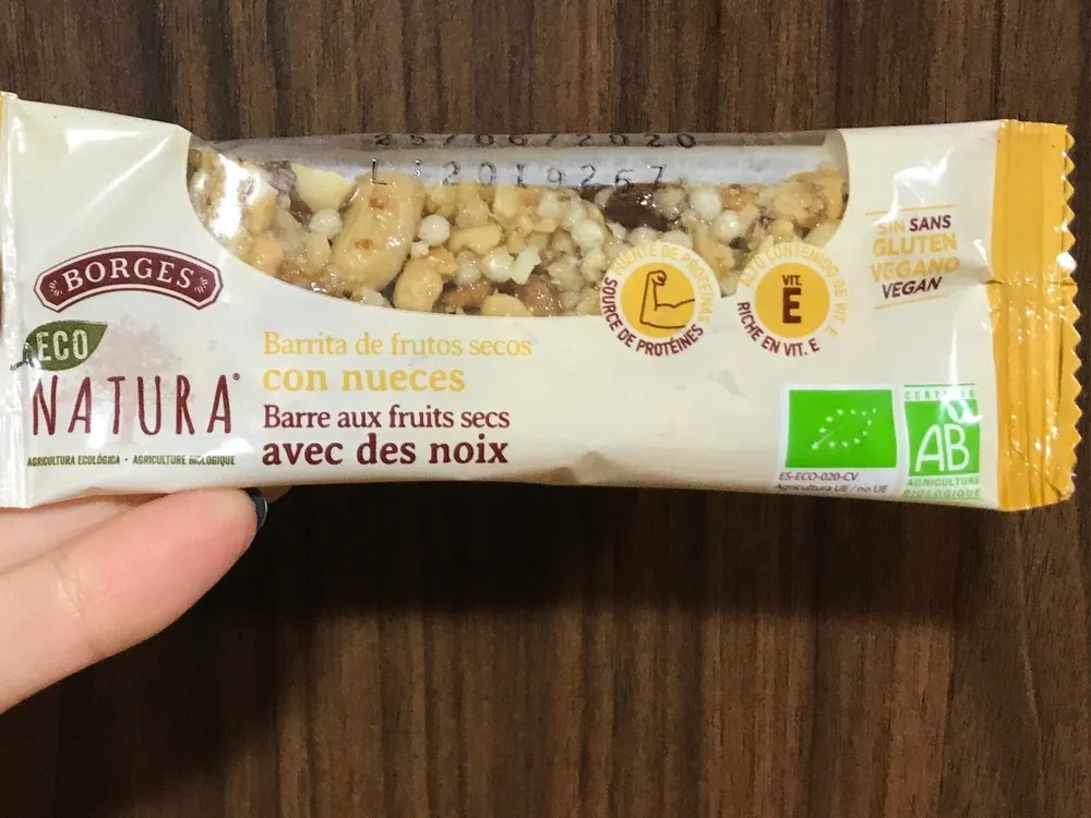 Barrita de frutos secos con nueces