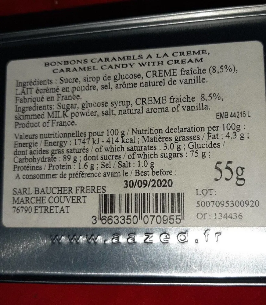 Bonbons caramel à la crème