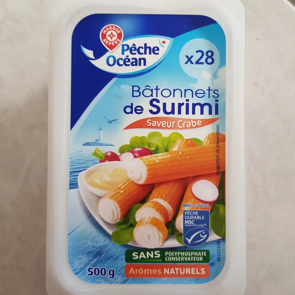 Bâtonnets de Surimi de Cair de poisson saveur crabe