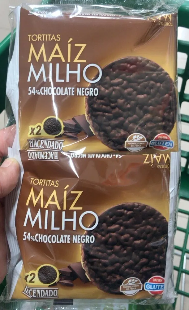 Tortitas de maiz con chocolate negro