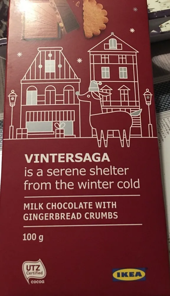 Vintersaga chocolat lait avec éclats de pain d'épice