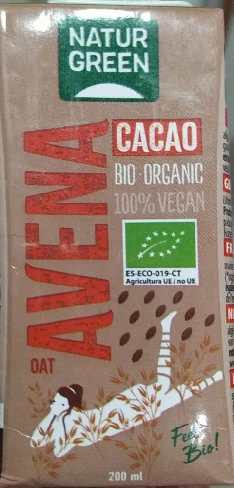 Leche avena con cacao