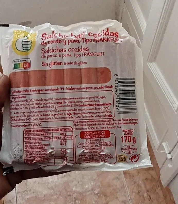 Salchichas cocidas de cerdo y pavo Frankfurt