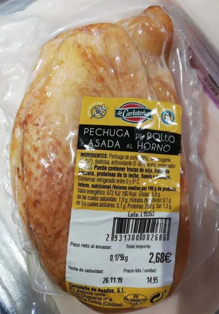 Pechuga de pollo asada al horno