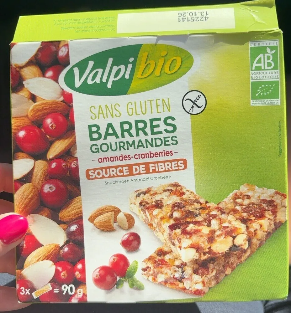 Barre gourmandes amande cranberries