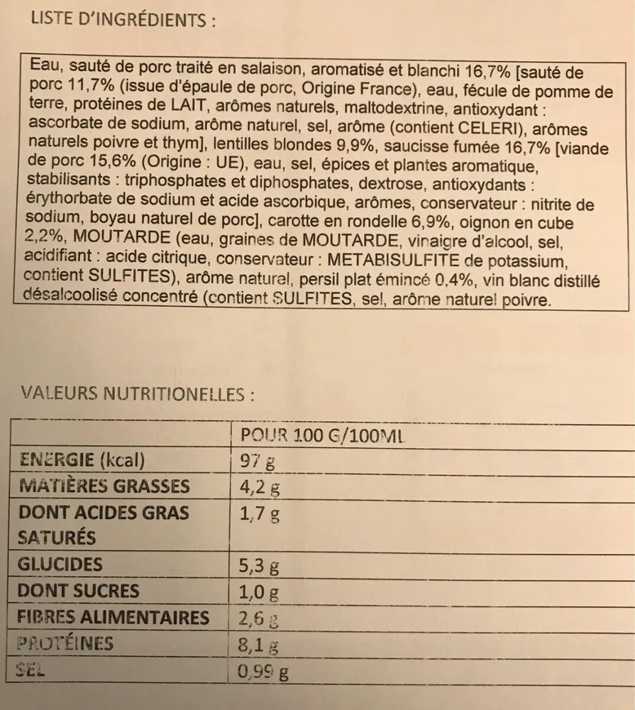 Petit salé aux lentilles
