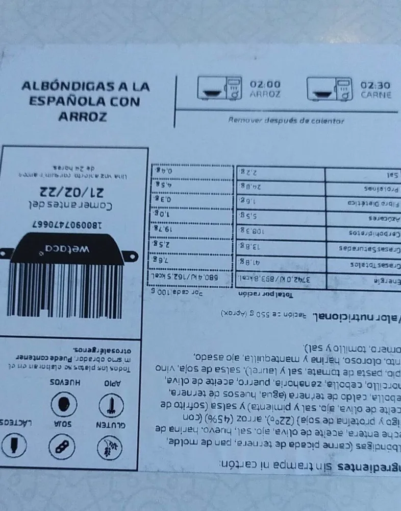Albondigas a la española con arroz