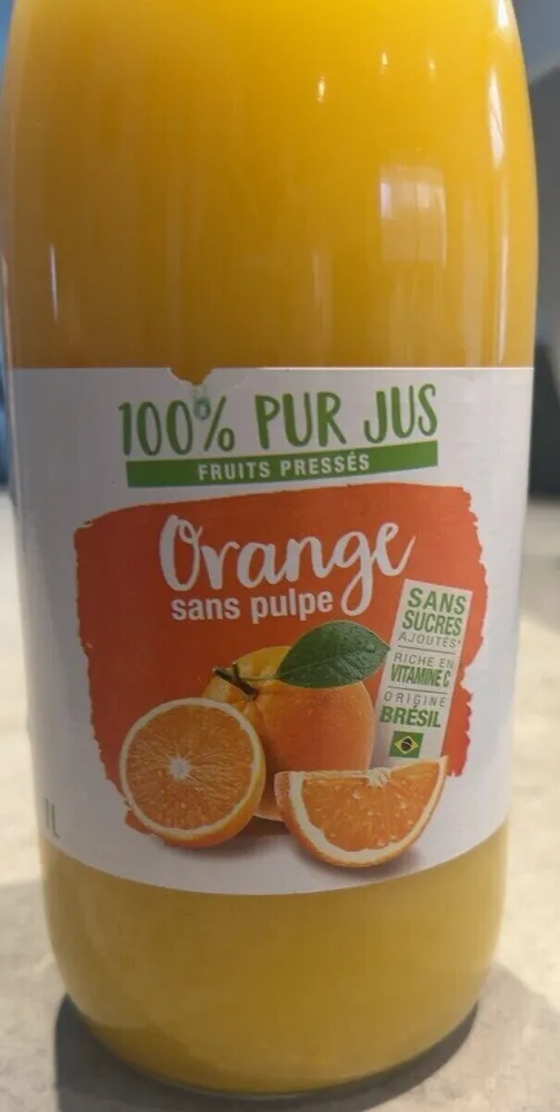 100% pur jus d'orange sans pulpe