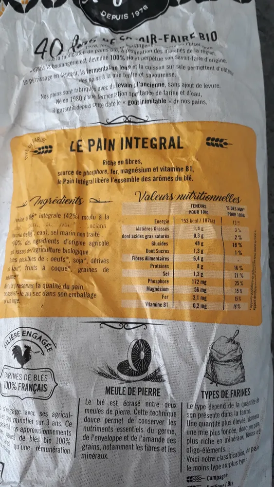 Pain intégral levain à l'ancienne