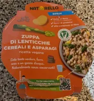 Zuppa di lenticchie cereali e asparagi