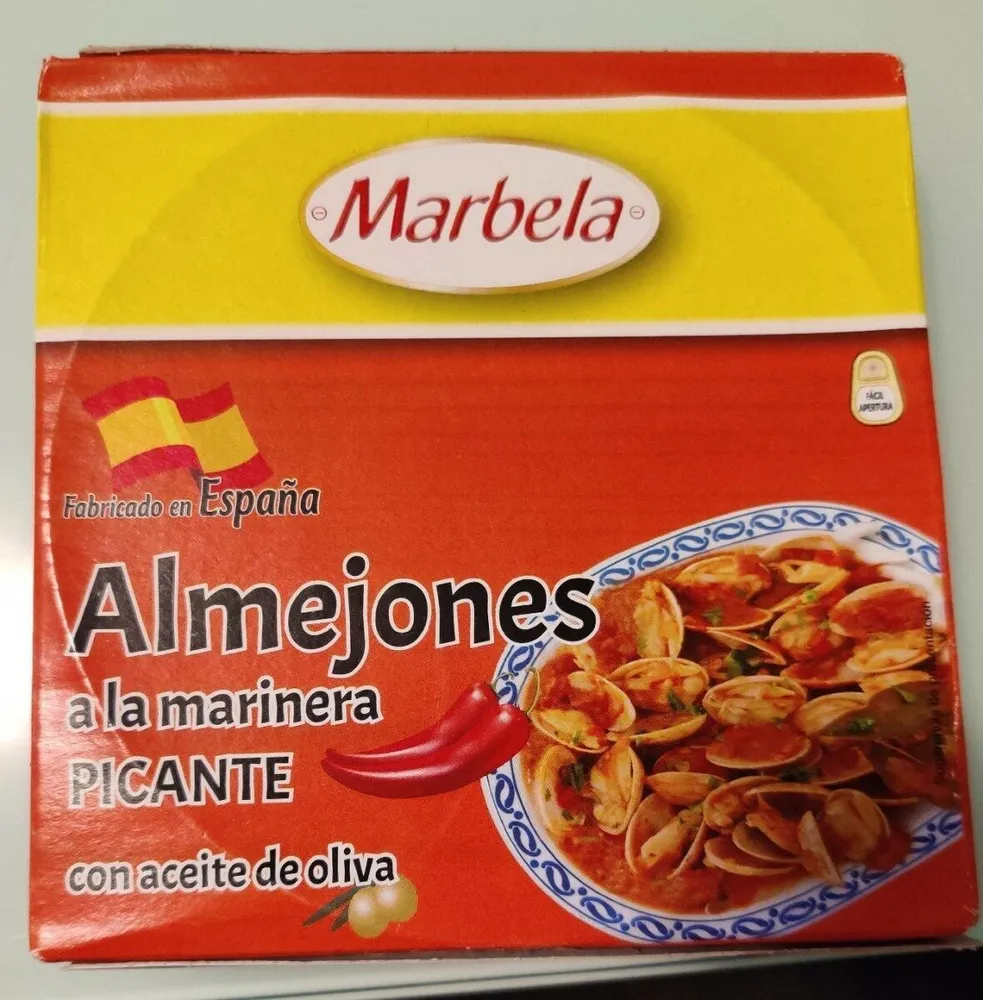 Almejones a la marinera picante con aceite de oliva