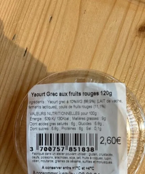 Yaourt grec aux fruits rouges