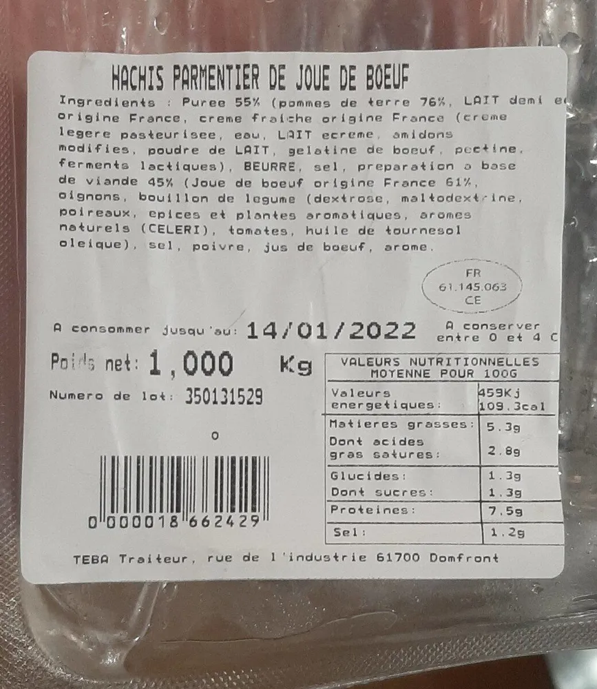 Hachis Parmentier De Joue De Boeuf