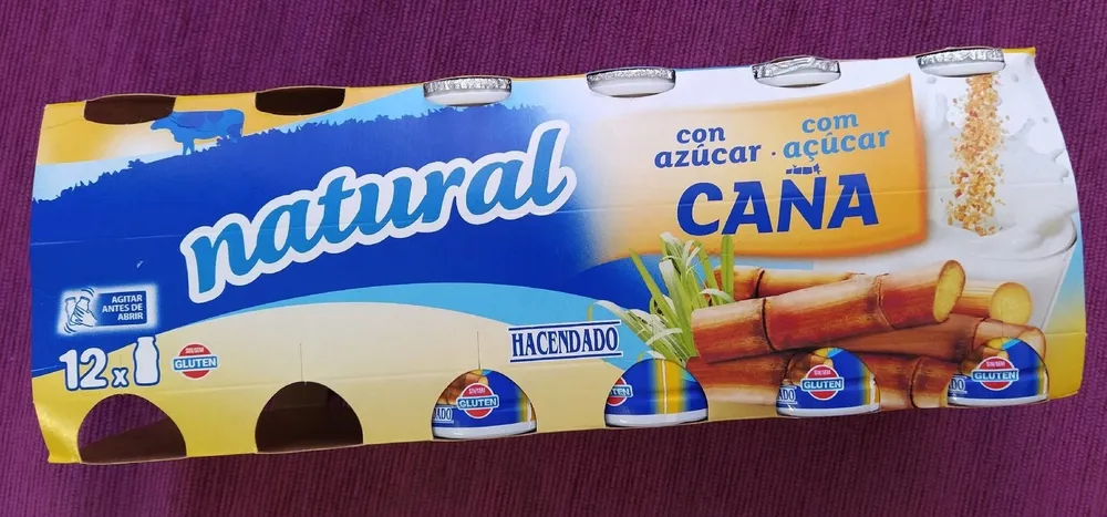 Yogur líquido natural con azúcar de caña