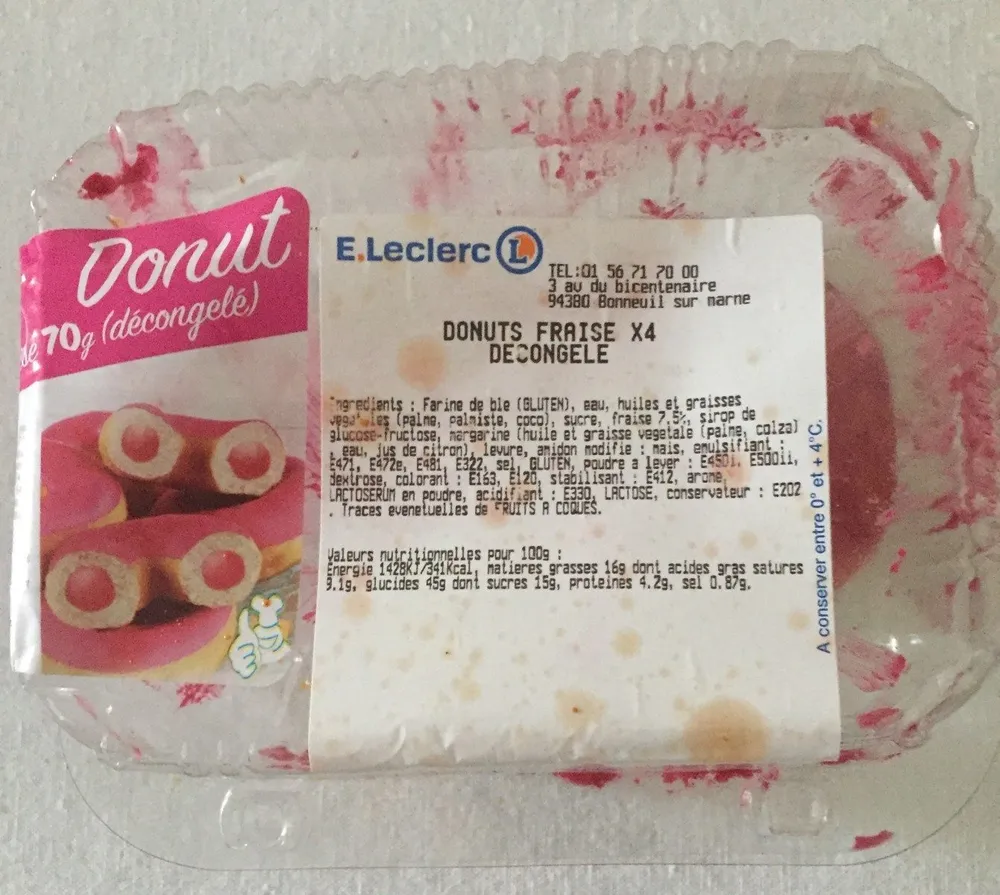 Donuts fraise x4 decongele