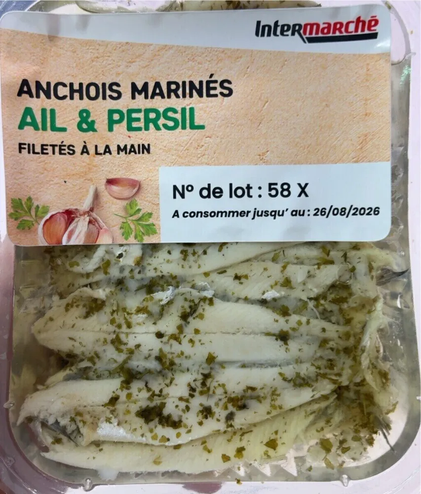 Anchois marinés ail et sel